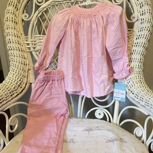 Sweet long sleeve gingham smocked shirt & pants
